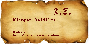 Klinger Balázs névjegykártya