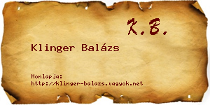 Klinger Balázs névjegykártya