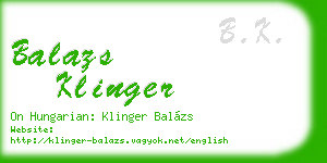 balazs klinger business card